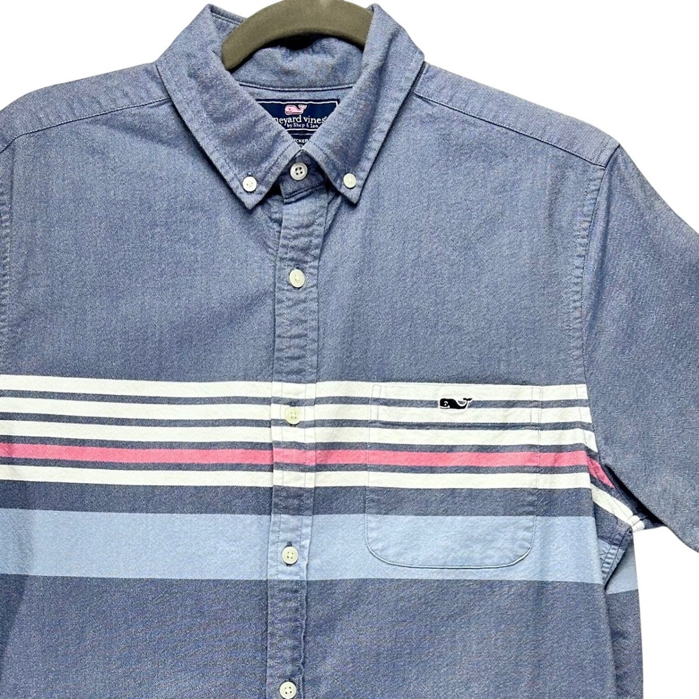 Vineyard Vines Button Down Slim Fit Tucker Mens M Blue Stripe Preppy Coastal